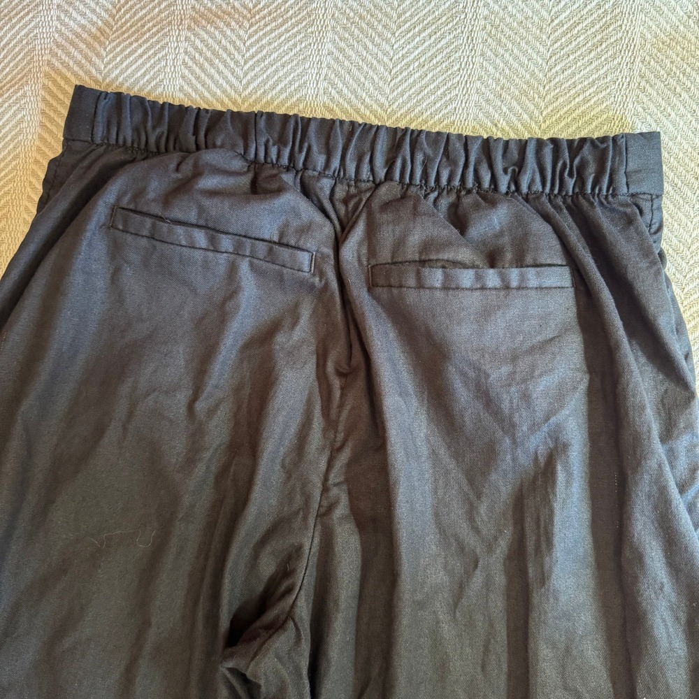 Banana Republic Hayden Wide Leg Pants Black Linen Blend Pants Womens Medium - Picture 4 of 8